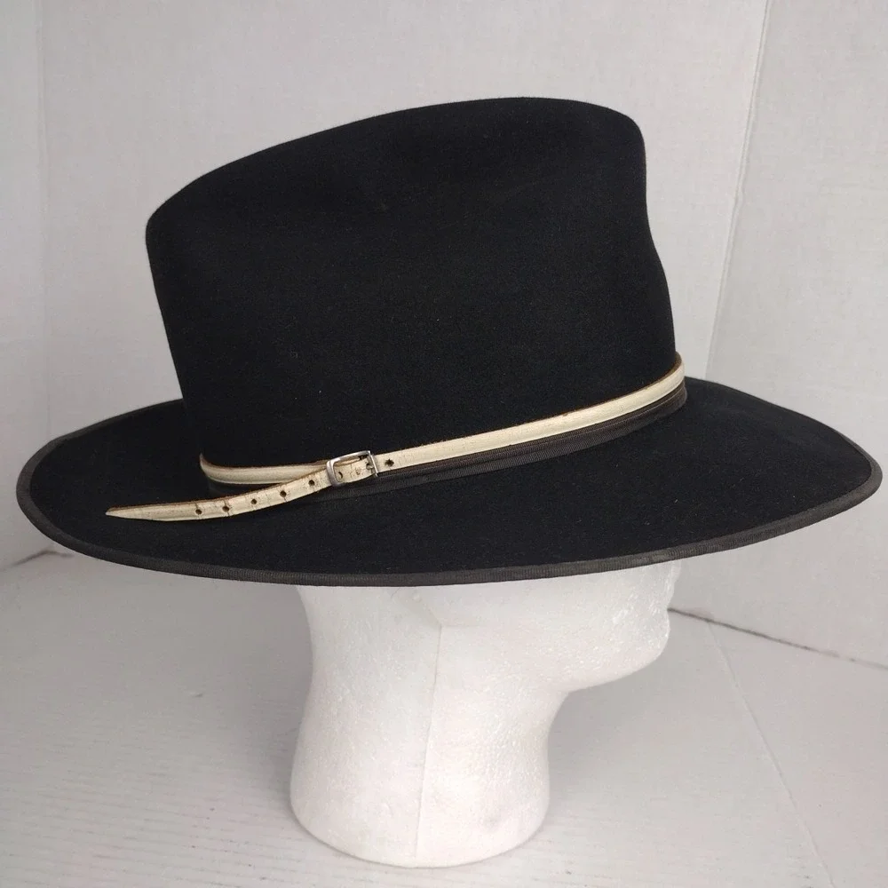 Vintage John B. Stetson 3X XXX Cowboy western black Hat SZ 7 Cheyenne Wyoming